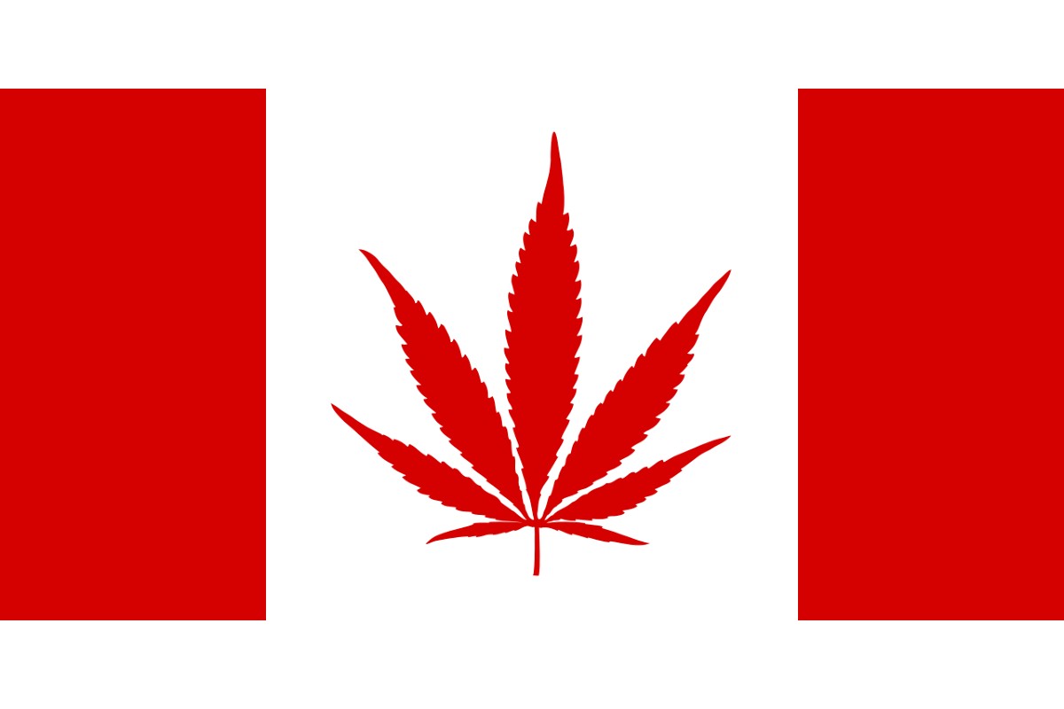 Drapeau du Canada avec une feuille de cannabis à la place de celle d'érable / Wikimédia